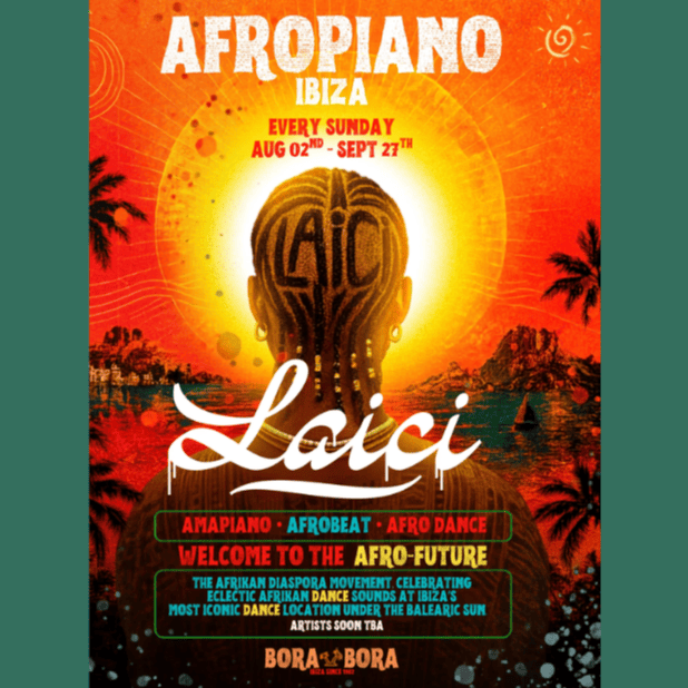 PLAYA SOLEIL party Afropiano LAICI at Bora Bora Ibiza tickets and info, party calendar Playa Soleil club ibiza