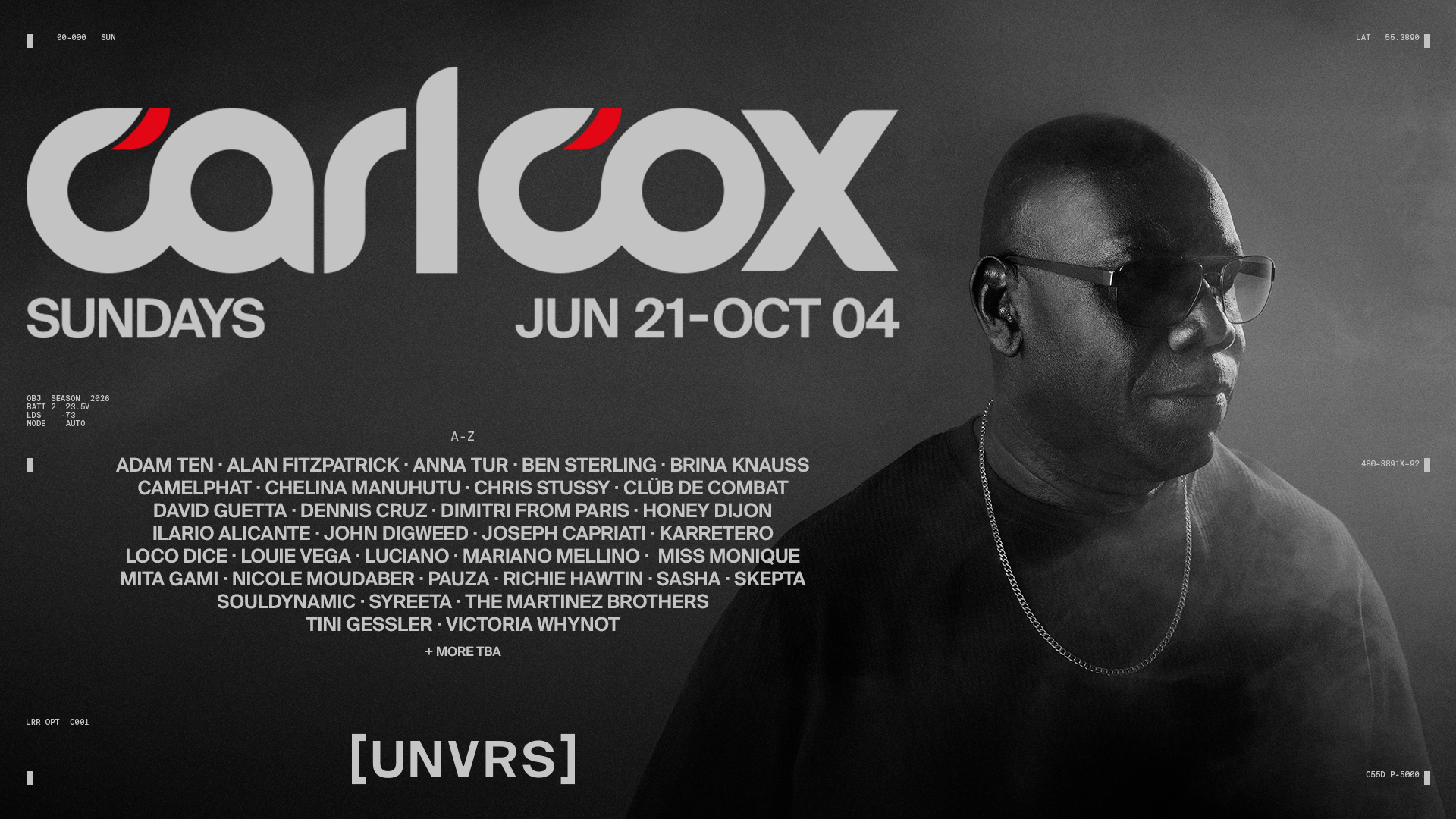 Carl Cox lineup 2026 UNVRS