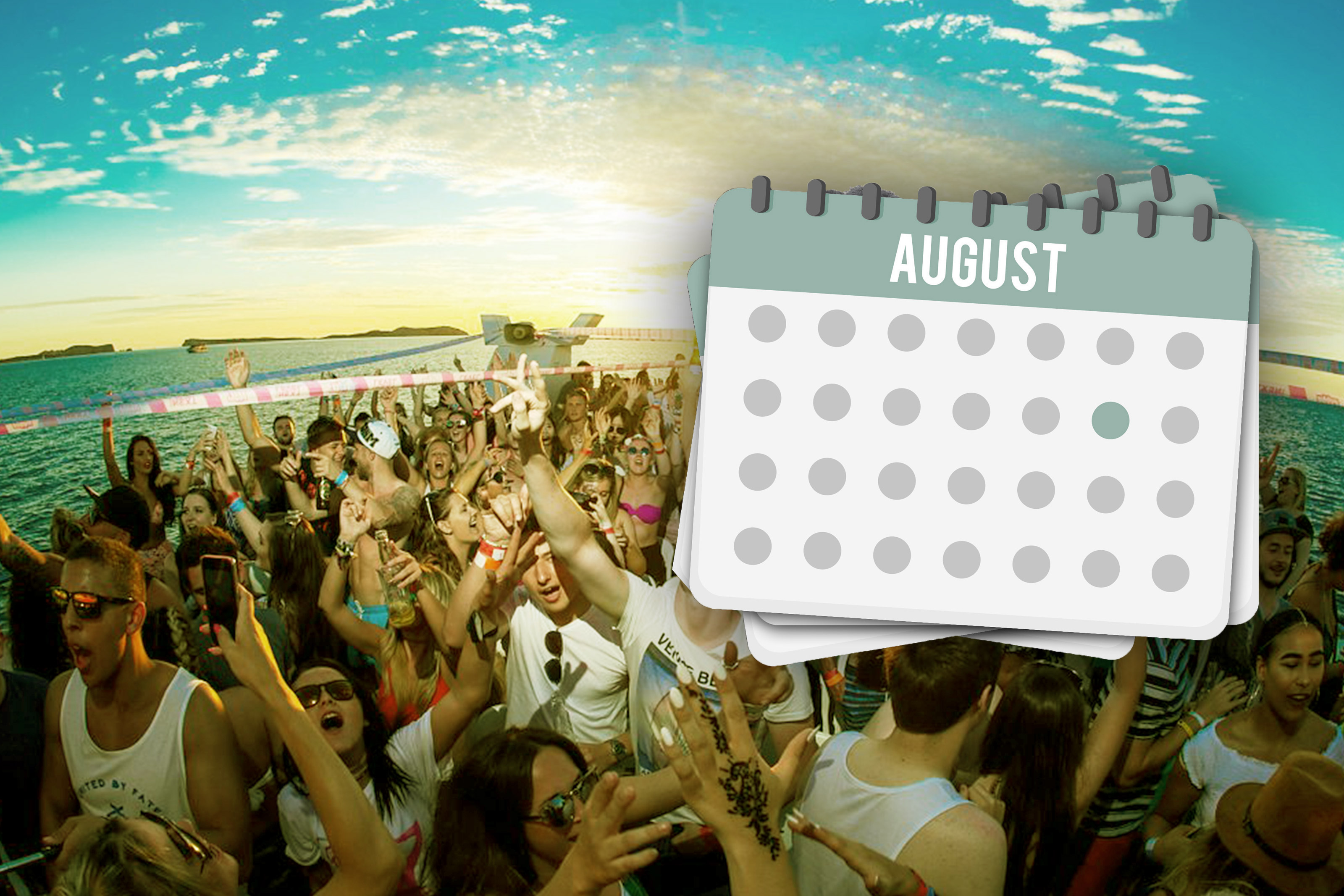 Ibiza boat party August, Boat party calendar 2023