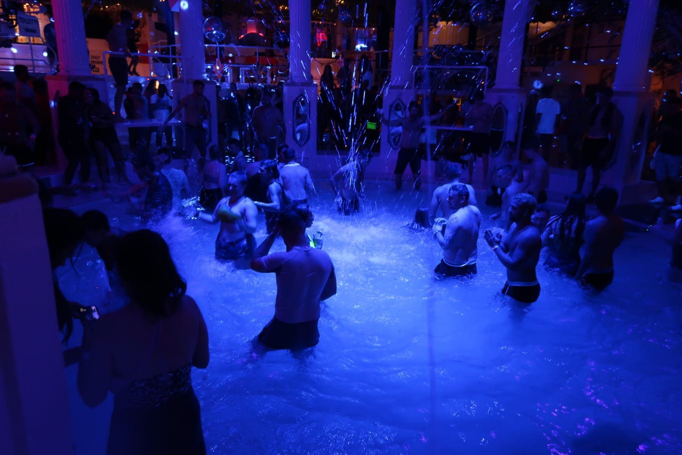 Famous water party at Es Paradis in Ibiza