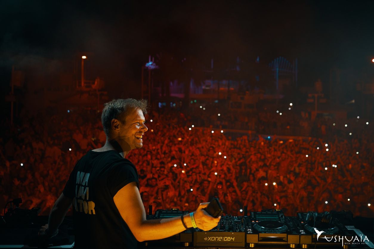 Armin enjoying his set at Ushuaia Ibiza