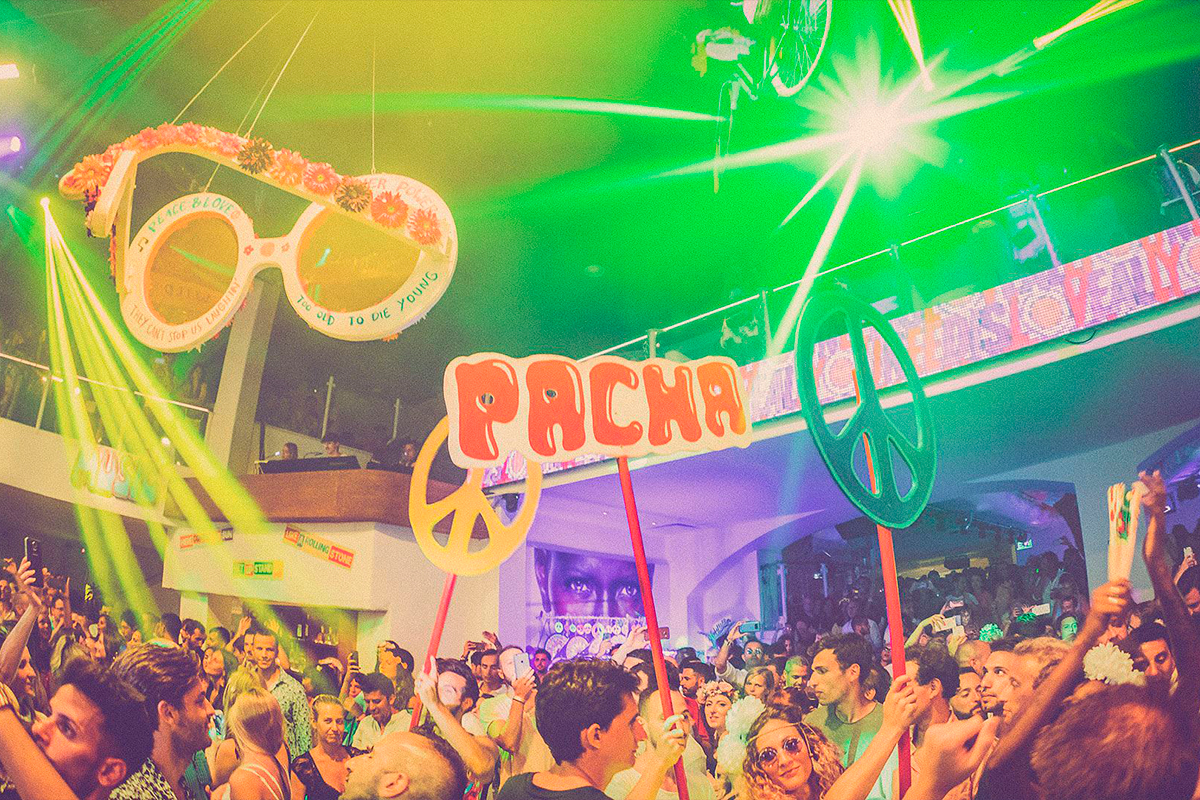 The iconic Flower Power at Pacha Ibiza